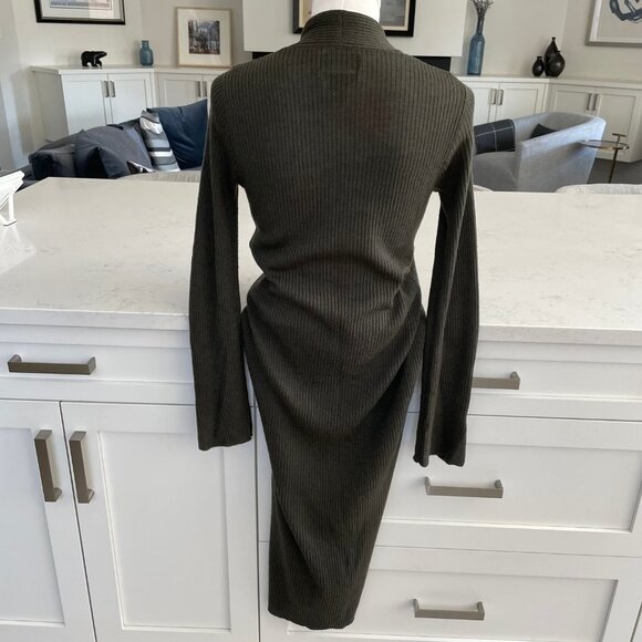 Nanette Lepore Merino Wool Open Front Ribbed Duster Sweater Olive Green Sz XS - Picture 6 of 11